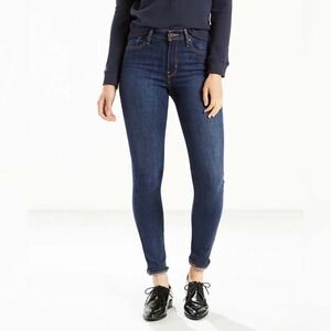 Levis 721 High Rise Skinny Jeans Dark Indigo Blue‎ Stretch Denim Womens 28
